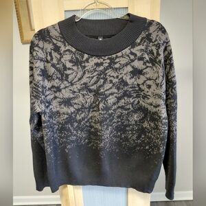 Athleta Black and Gray Print Merino Wool Sweater Like New Comfy